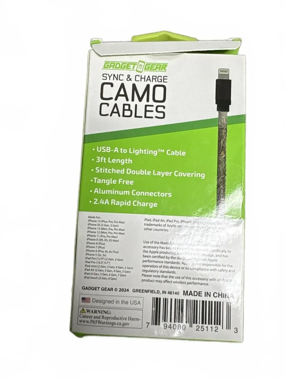 Gadget To Gear Camo Charging Cable